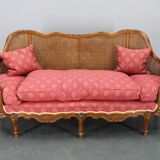 Antique Carved Sofa with Cane Sides , Czechoslovakia