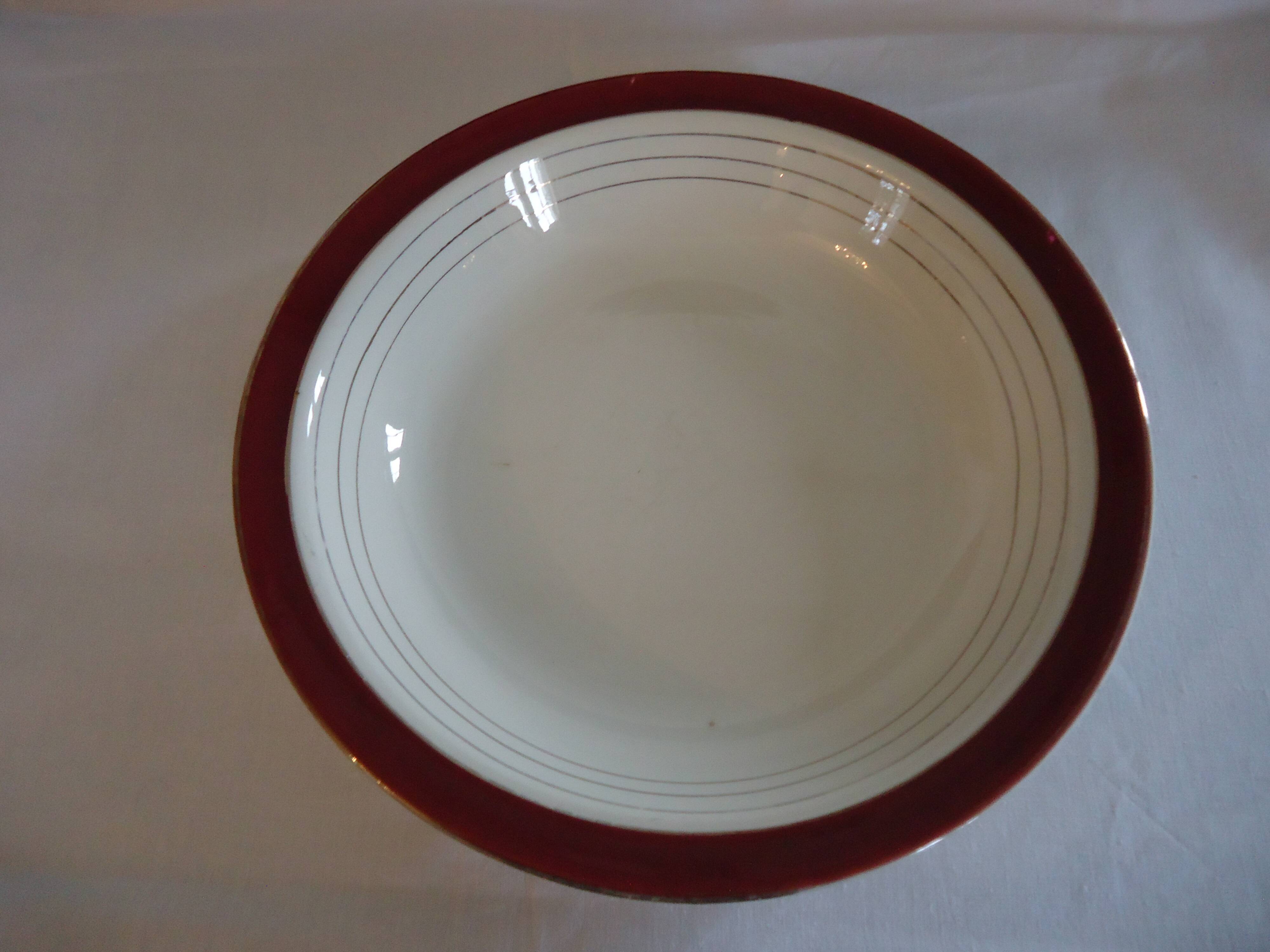 Round, hollow, opaque porcelain serving dish by digoin sarreguemines pasteur