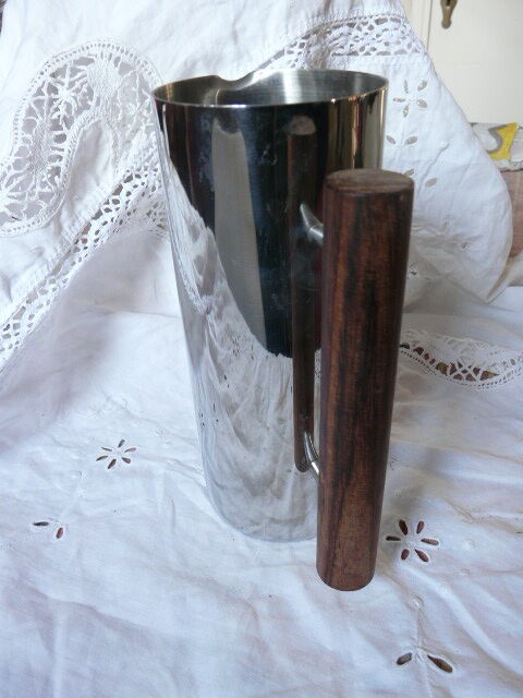 Scandinavian pitcher by Guy Degrenne stainless steel and wood