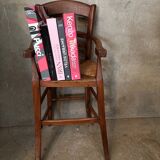 Chaise haute de bébé, ancienne en paille