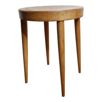 Tabouret de bar estampillé "Baumann" sous la base en bois de hêtre