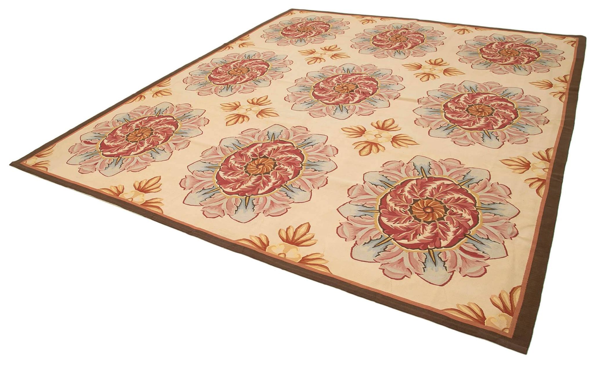 Handmade European Vintage Aubusson Kilim 308 cm x 356 cm