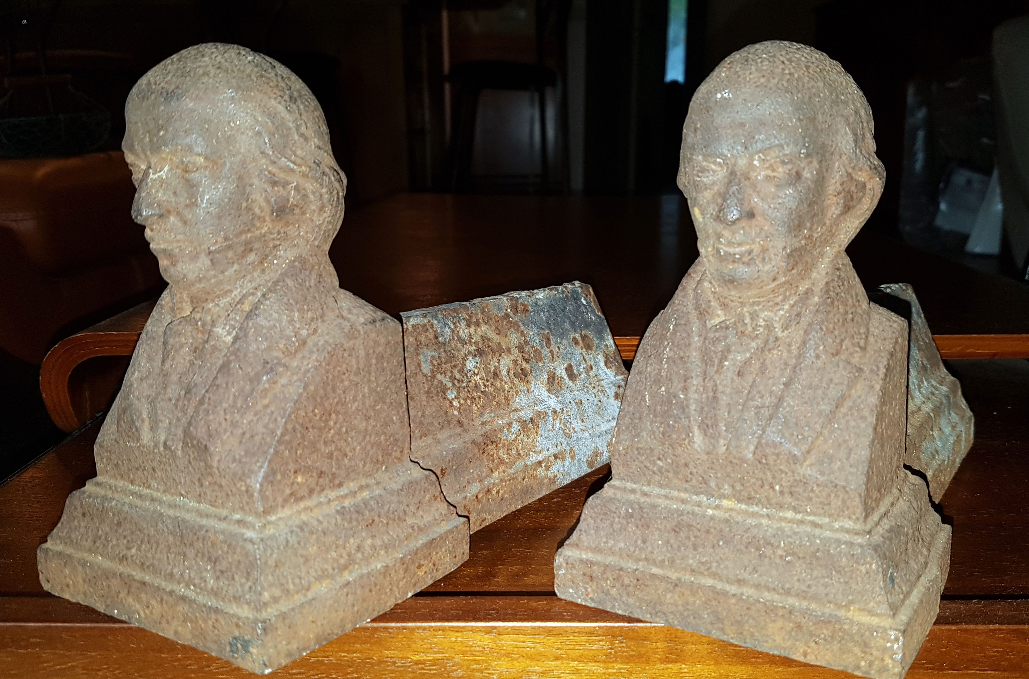 Pair of old cast iron andirons