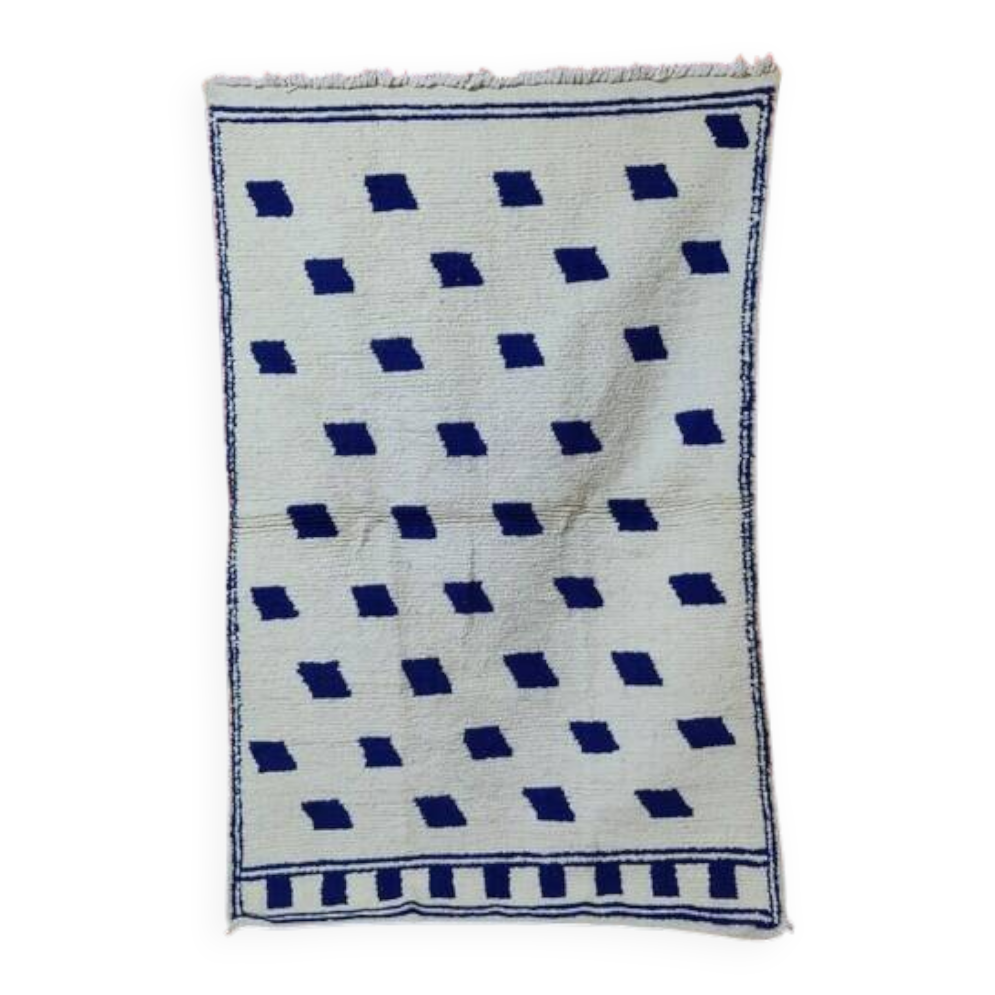 Traditional handmade pure wool rug, blue, size 150 x 250 cm