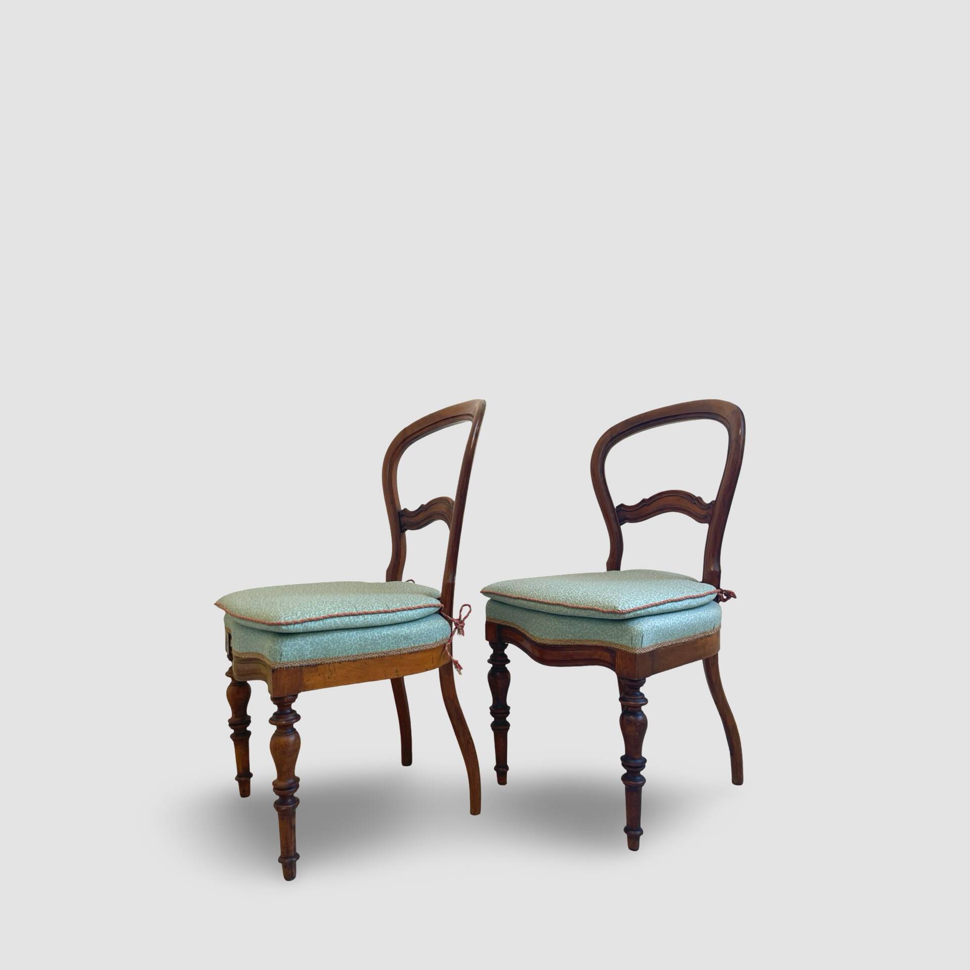Antique Victorian era ballon back chairs and stool