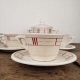 Cups and saucers x5 and sugar bowl - Moulin des Loups, model Richelieu
