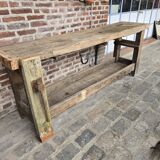 Ancien établi en chêne d'ébéniste ou menuiserie