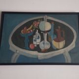 Huile sur toile signée Christian Duriaud - Nature Morte à la Rose, 1969