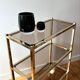 Brass and smoked glass library shelves