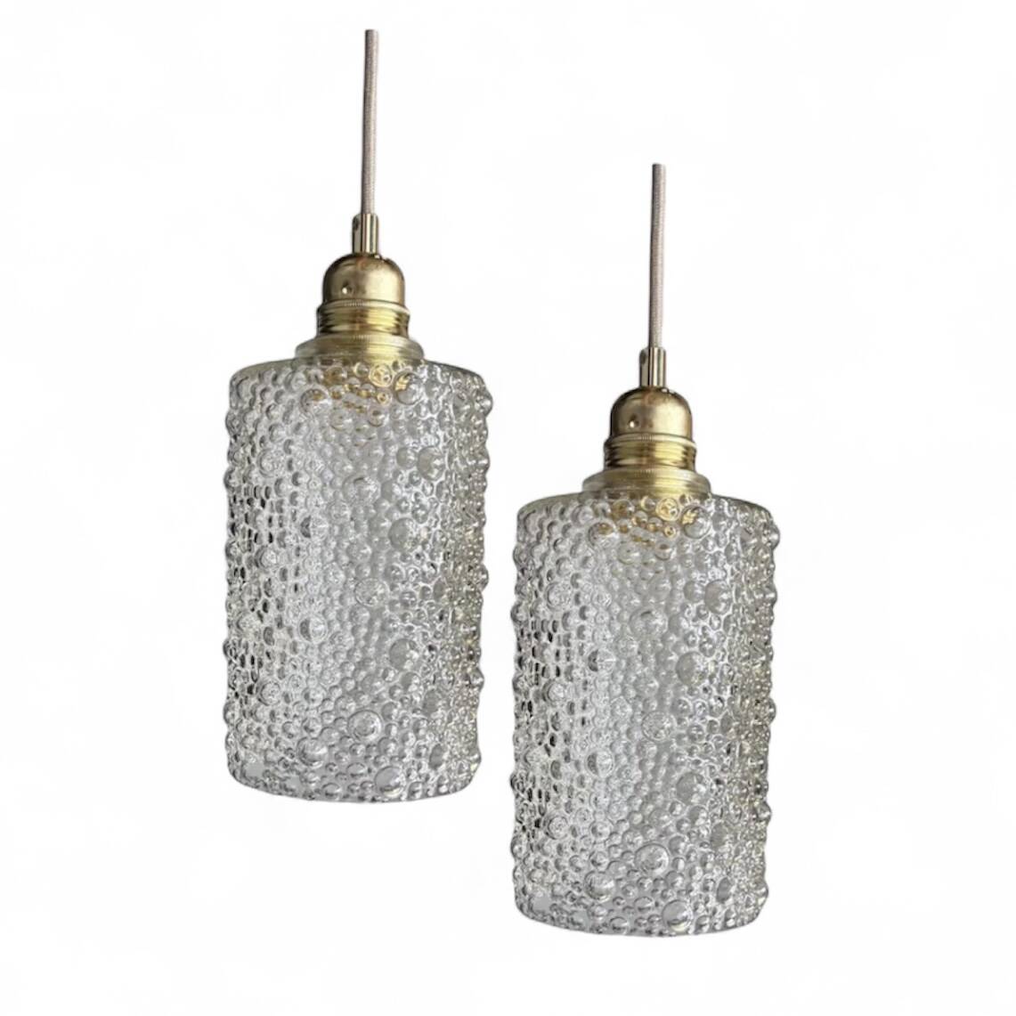 Set of two bubble glass pendant lights