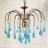 Murano glass waterfall chandelier with tassels and water drops