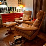 Pairs of armchairs and ottoman by Soda Galvano for Lied Mobler, Norway 1970