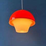 Suspension Space Age en verre acrylique orange et blanc