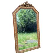 Large gilded wood mirror, Louis XVI - Art Nouveau transition style, mirror