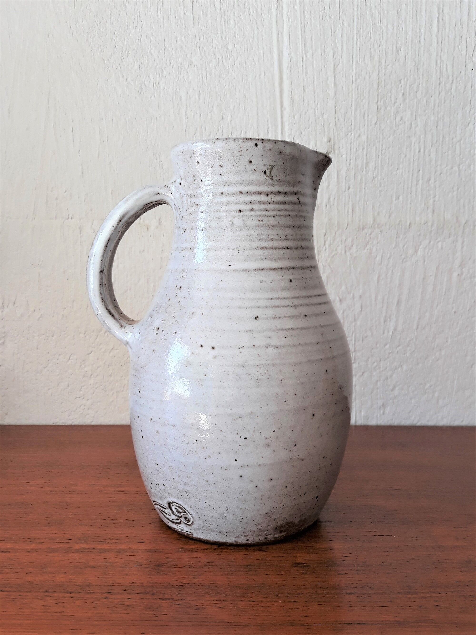 Vintage ceramic pitcher Jeanne and Norbert Pierlot glazed sandstone 1950