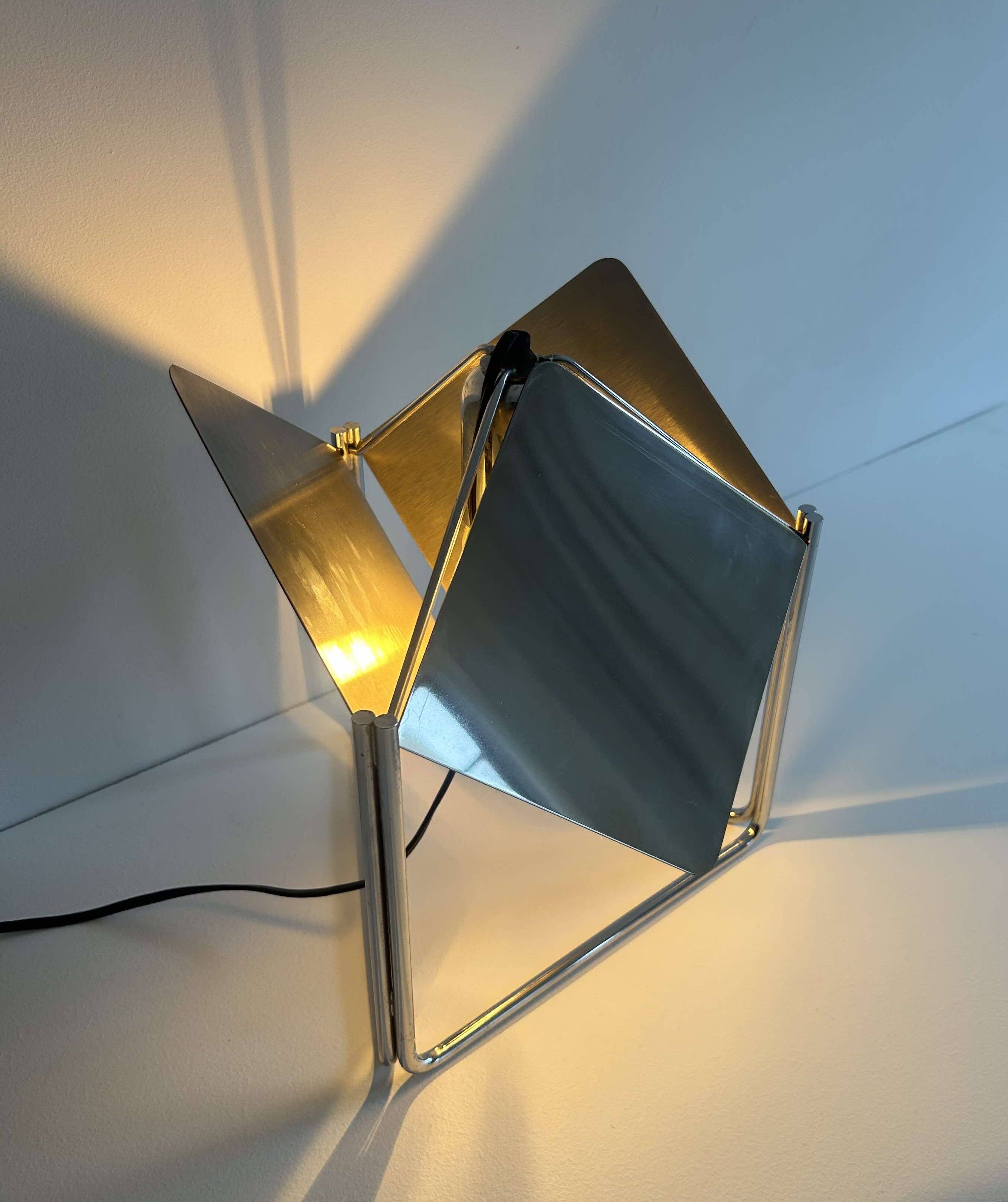 Vintage adjustable table lamp in chromed metal, France 1970