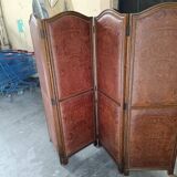 4-leaf wood and leather screen