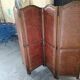 4-leaf wood and leather screen