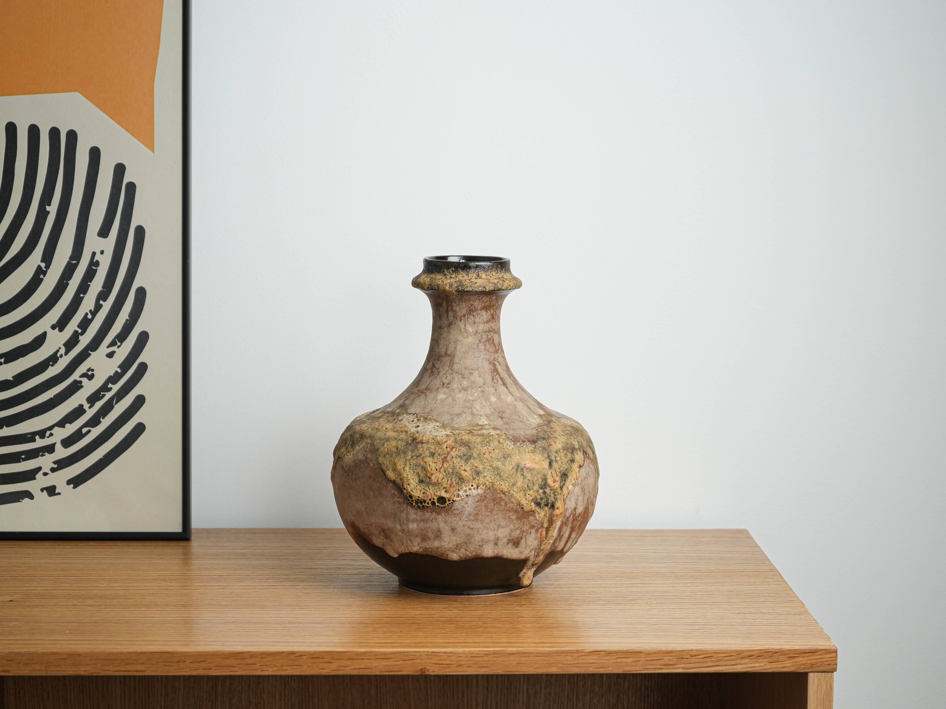 West German ceramic vase with fat lava glaze, 1970s
