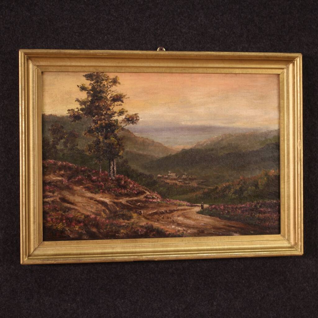 Small romantic landscape French painting from the 1920s