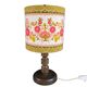 Bedside lamp with turned wooden base and floral shade - Ref 957