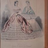 Ensemble de 2 cadres dorés gravure ancienne "Petit courrier des Dames" "journal des Demoiselles"