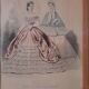 Set of 2 golden frames old engraving "Petit courier des Dames" "journal des Demoiselles"