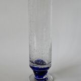 large glass vase by Biot with blue feet 1970