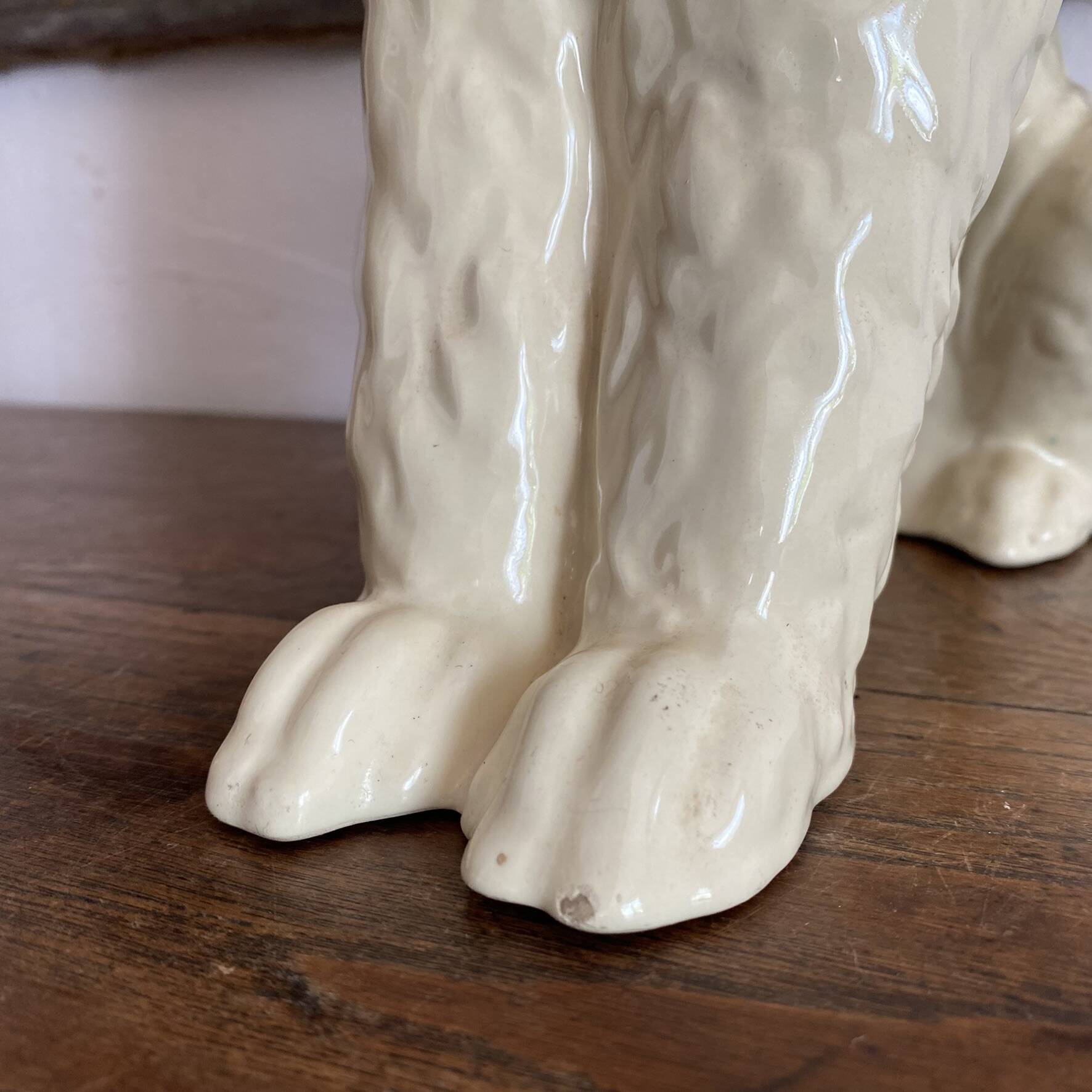 Large poodle, glazed ceramic dog, 1920s-30s