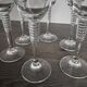 6 Vintage Ribbed Stem Crystal Glasses
