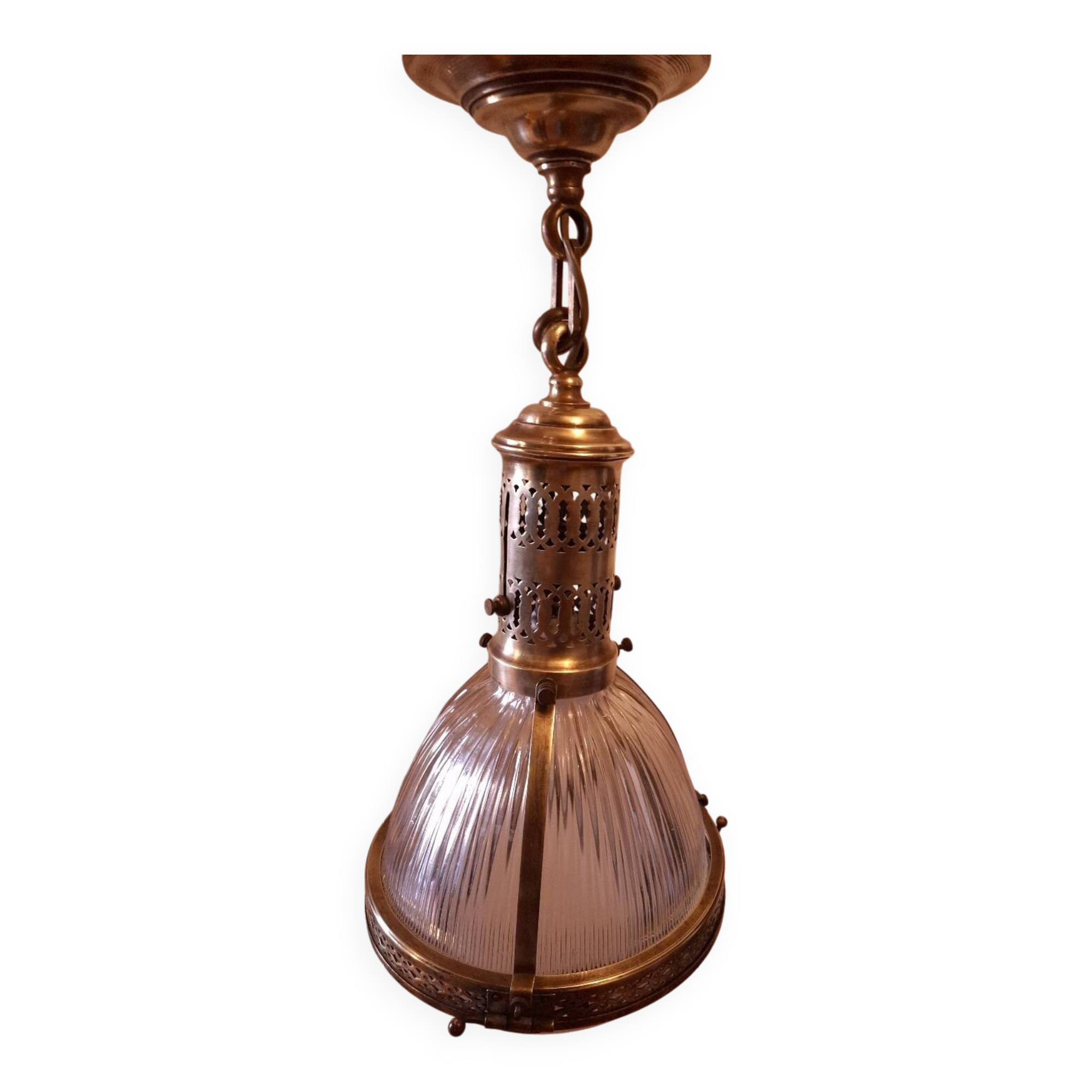 Chandelier, 1920s Holophane pendant light