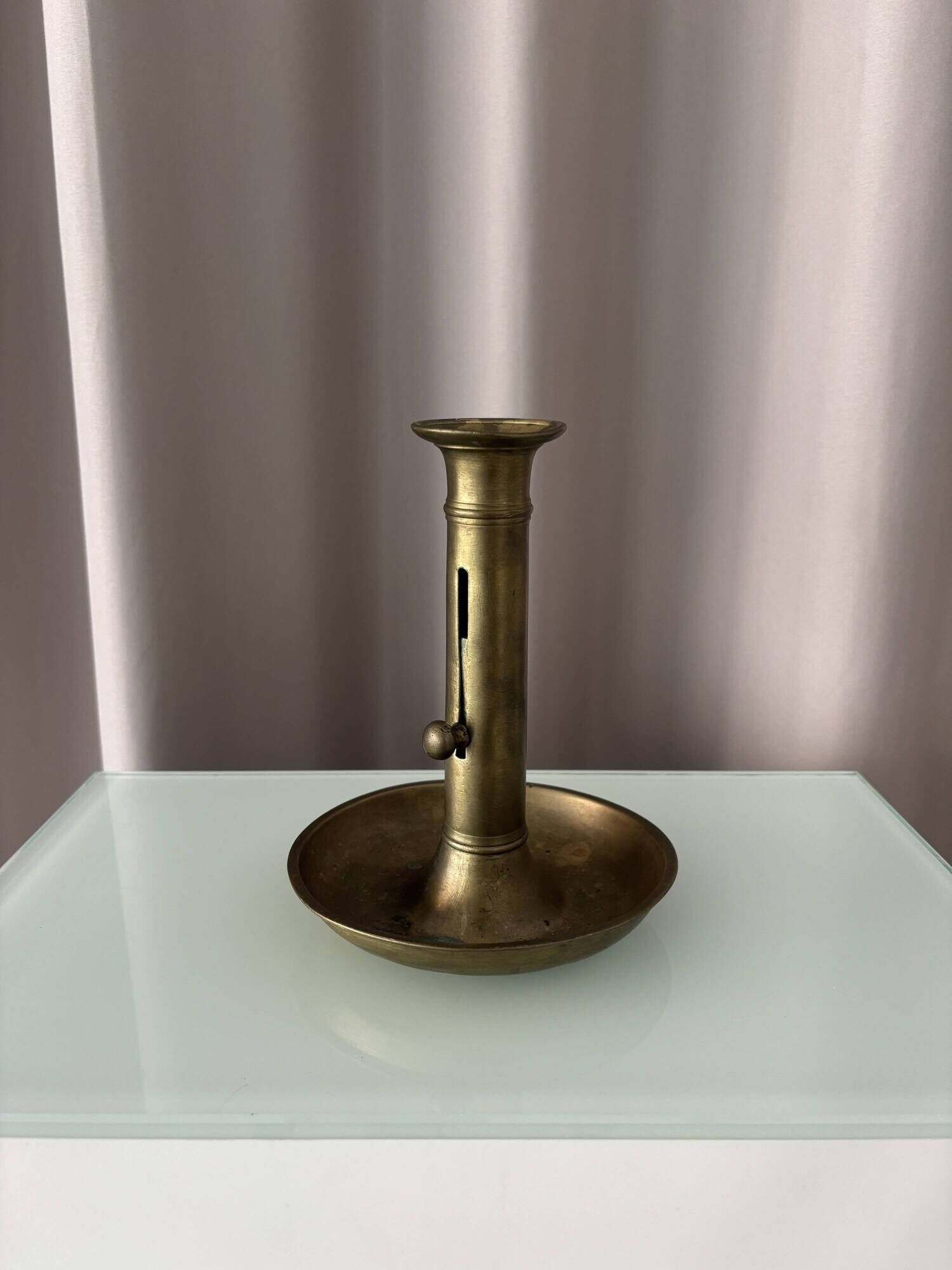 Vintage Adjustable Brass Chamber Candlestick