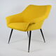 Mid-century armchair Shell, 1960s, NRD, yellow fabric, restored