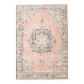 7x10 Vintage Salmon Pink Classic Madallion Turkish Rug, 219x314Cm