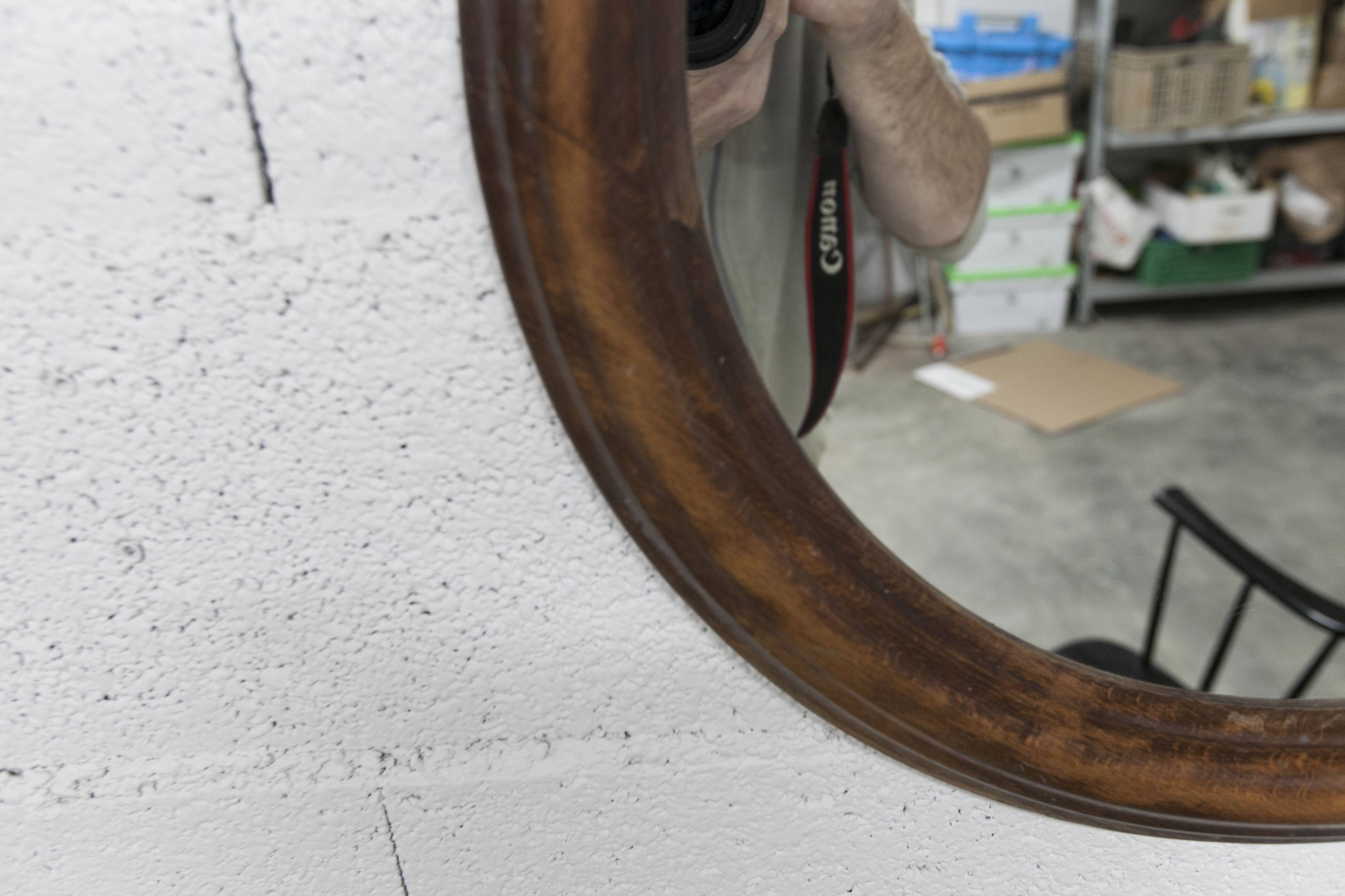 Round mirror, 1930s, wood, 58cm diameter