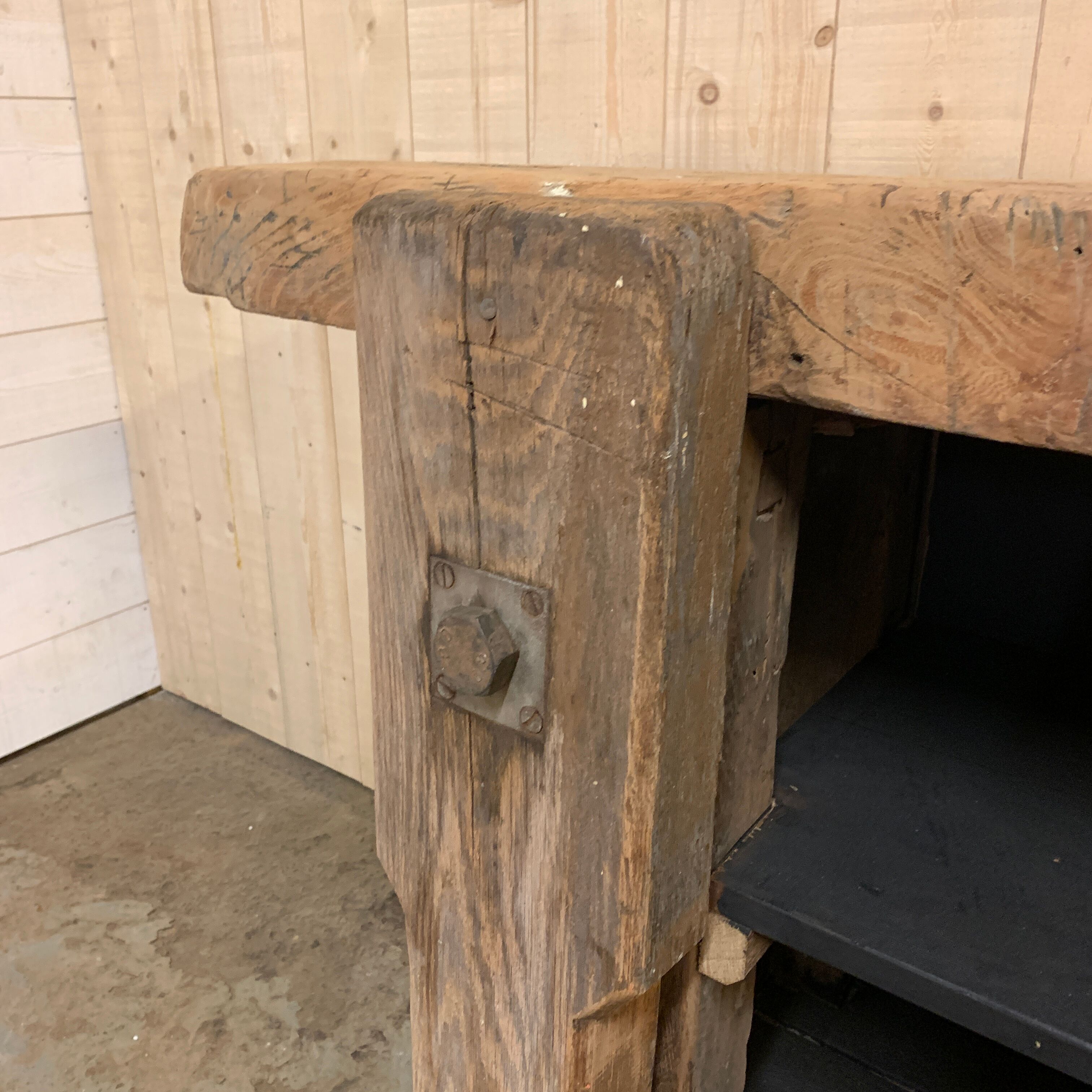 Solid wood workbench with closet