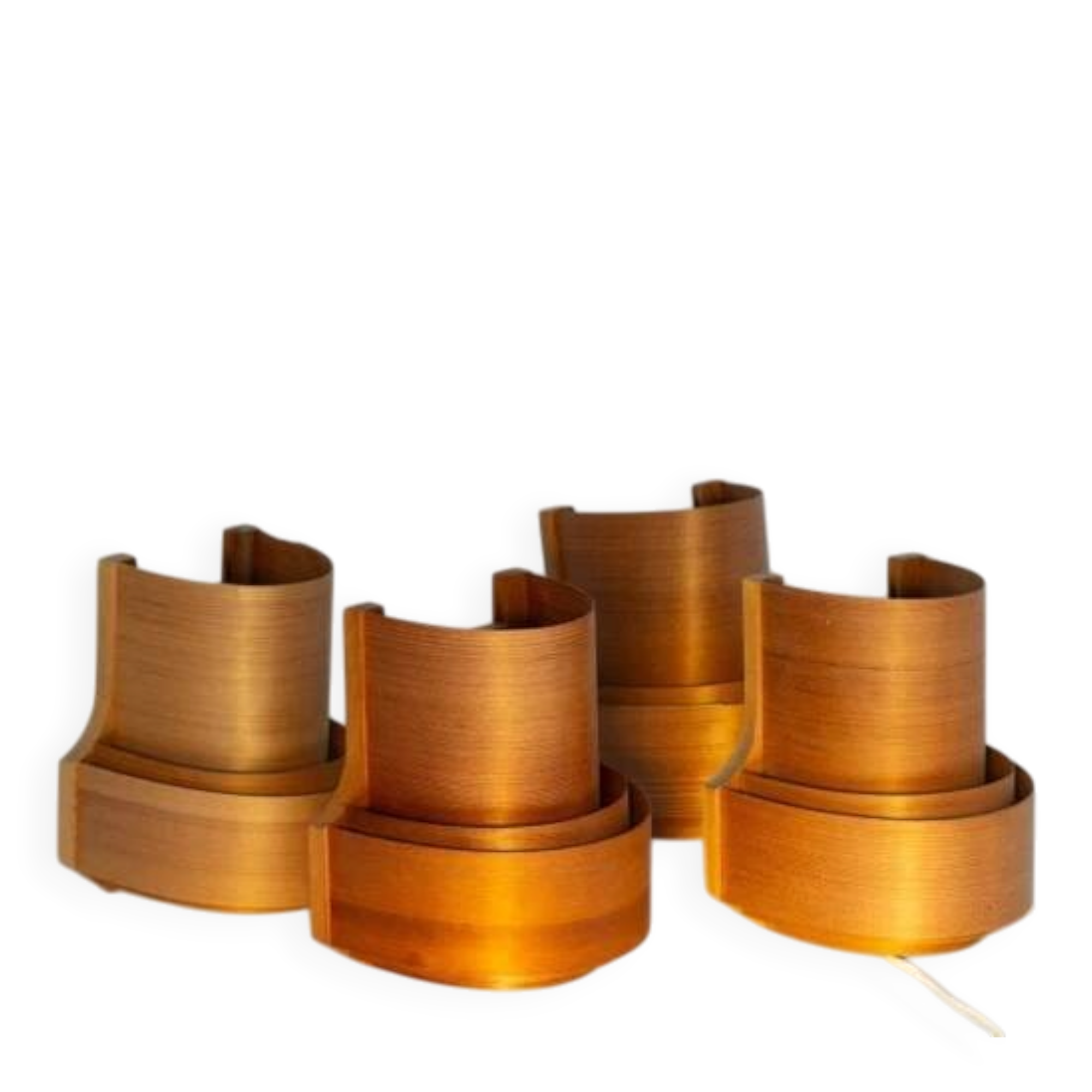 Four wall sconces in pine veneer model 4408 by Translandia - Denmark 1970s.