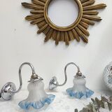 2 blue swan collar sconces