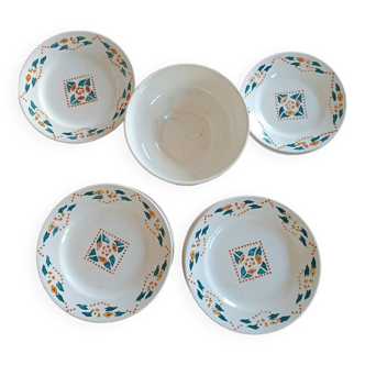 Antique Terre de Fer Longchamp dinnerware set - France