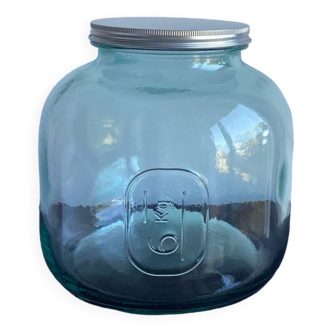 Large green glass jar