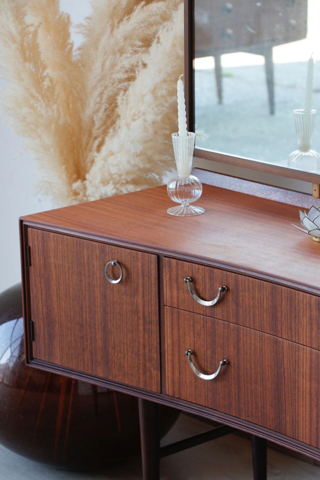 Coiffeuse vintage mid-century en teck (Meredew)