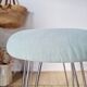 Vintage 1950s stool, metal tapered legs and velvet.
