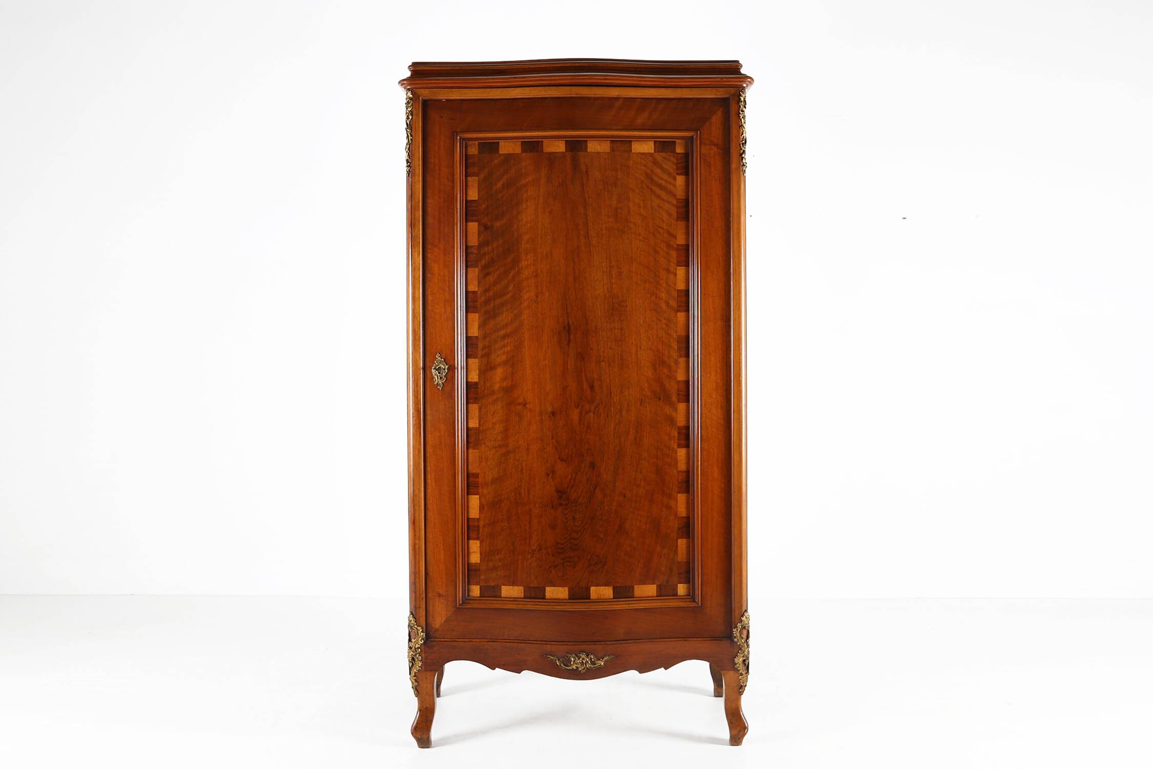 Antique wooden cabinet with inlay and bronze decorations, France ca. 1860