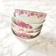 Set consisting of 5 bowls and a porcelain bowl decorated with pink flowers and golden fillet