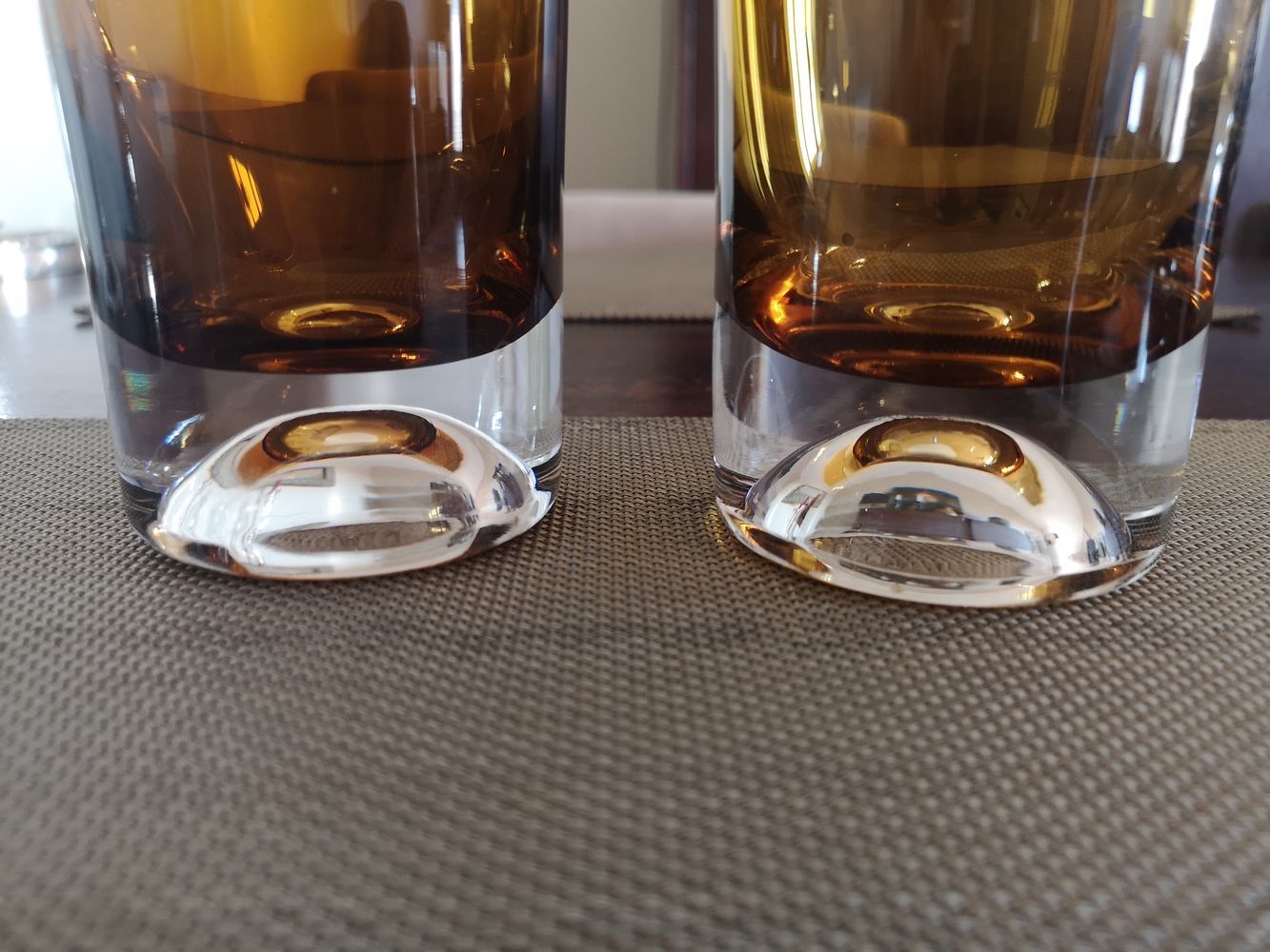 Duo of whisky glasses or cocktail crystal ambré space age 1960s/1970s