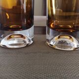 Duo de verres à whisky ou cocktail cristal ambré space age années 1960/1970