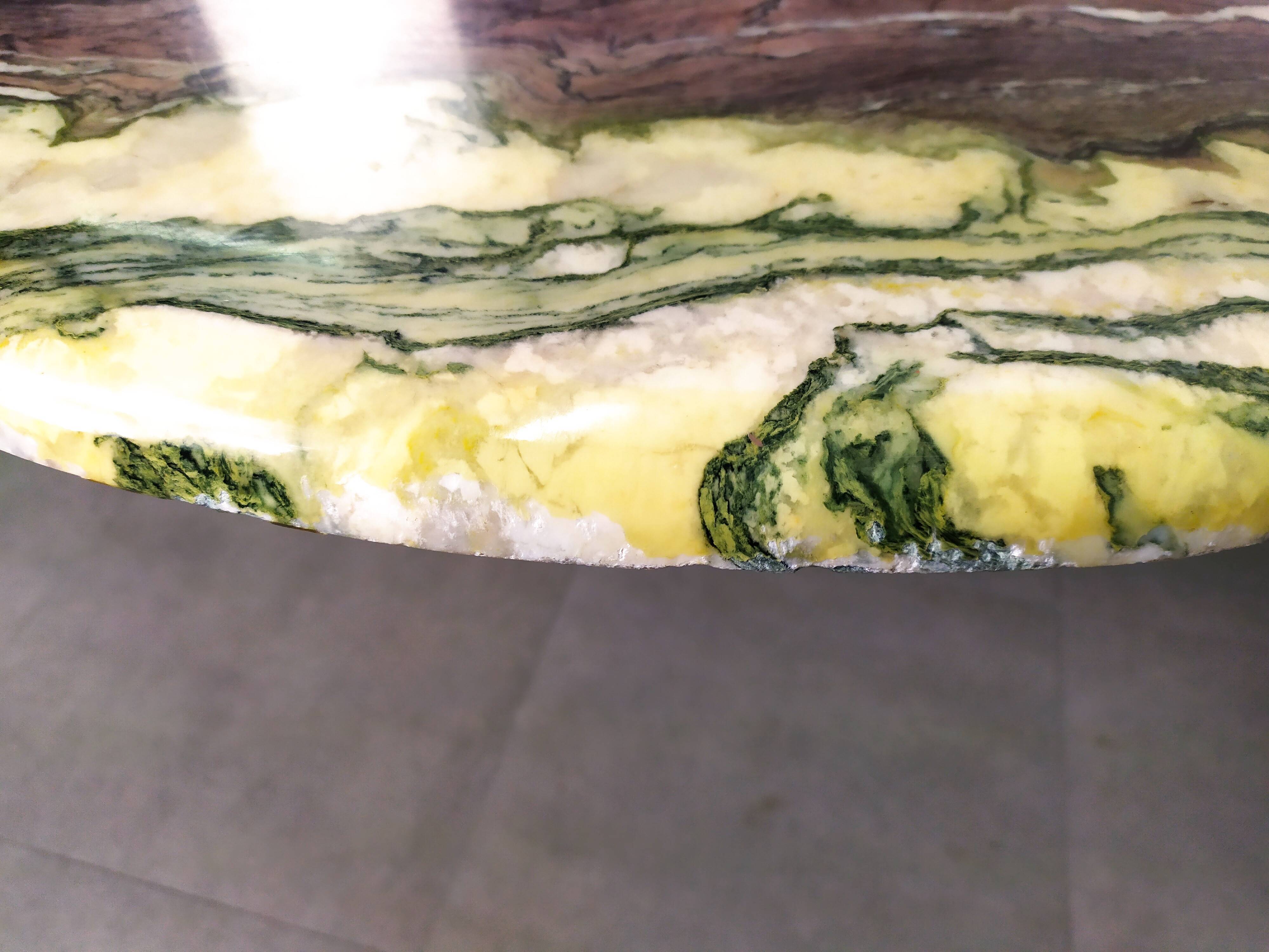 Ancient Oval Marble Coffee Table in Black Granite White Oval