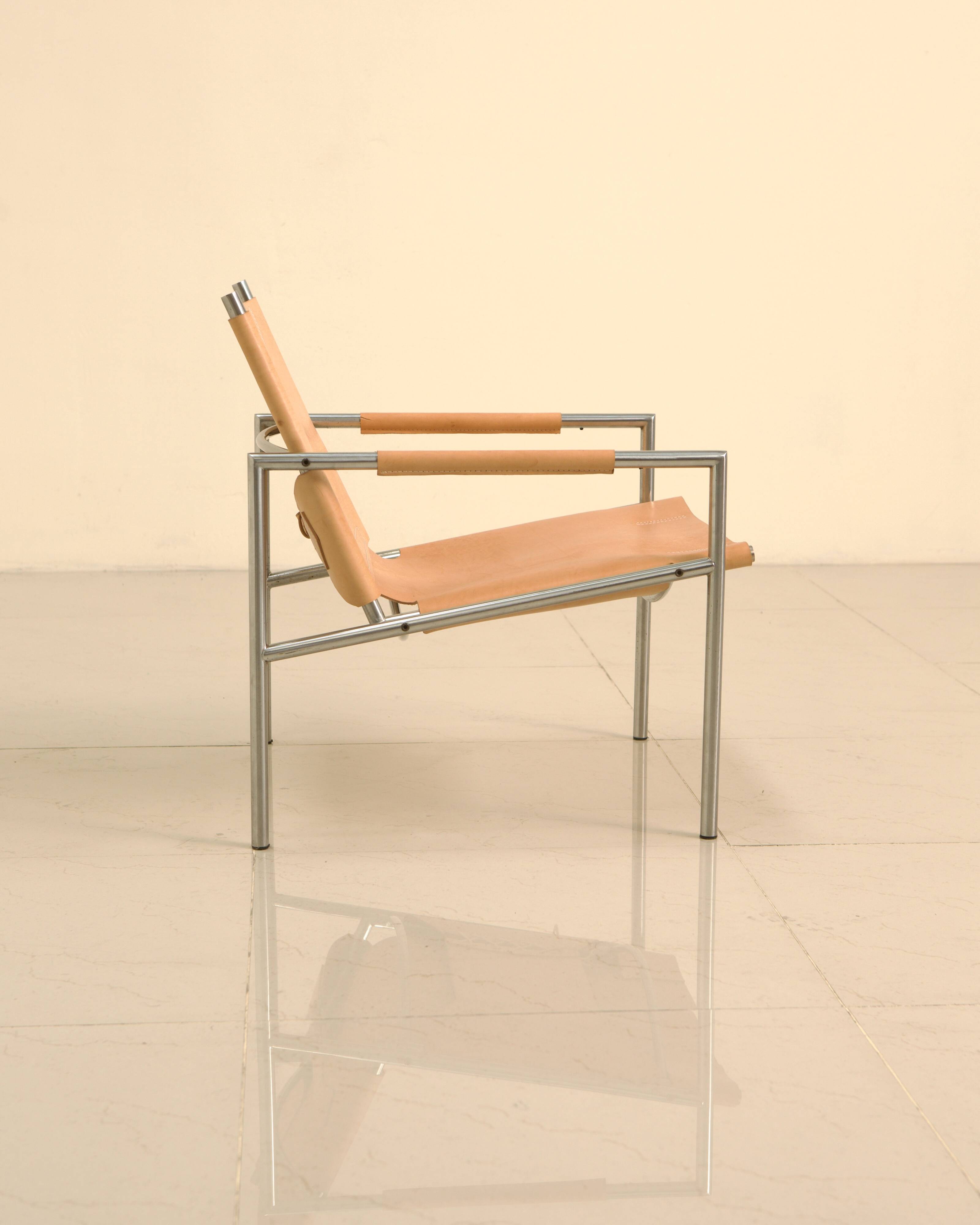 Fauteuil "SZ02" cuir beige naturel par Martin Visser pour Spectrum 00's