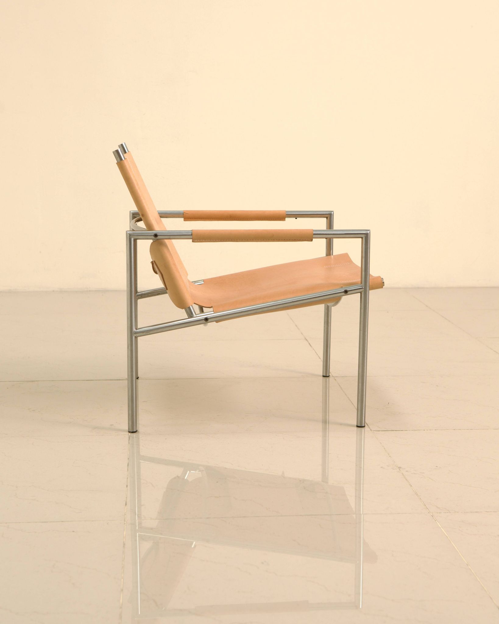 "SZ02" armchair in natural beige leather by Martin Visser for Spectrum 00's