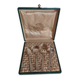 4 silver-plated metal serving utensils with case